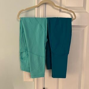 Til You Collapse Teal and Aqua Heart Booty Leggings, set of 2